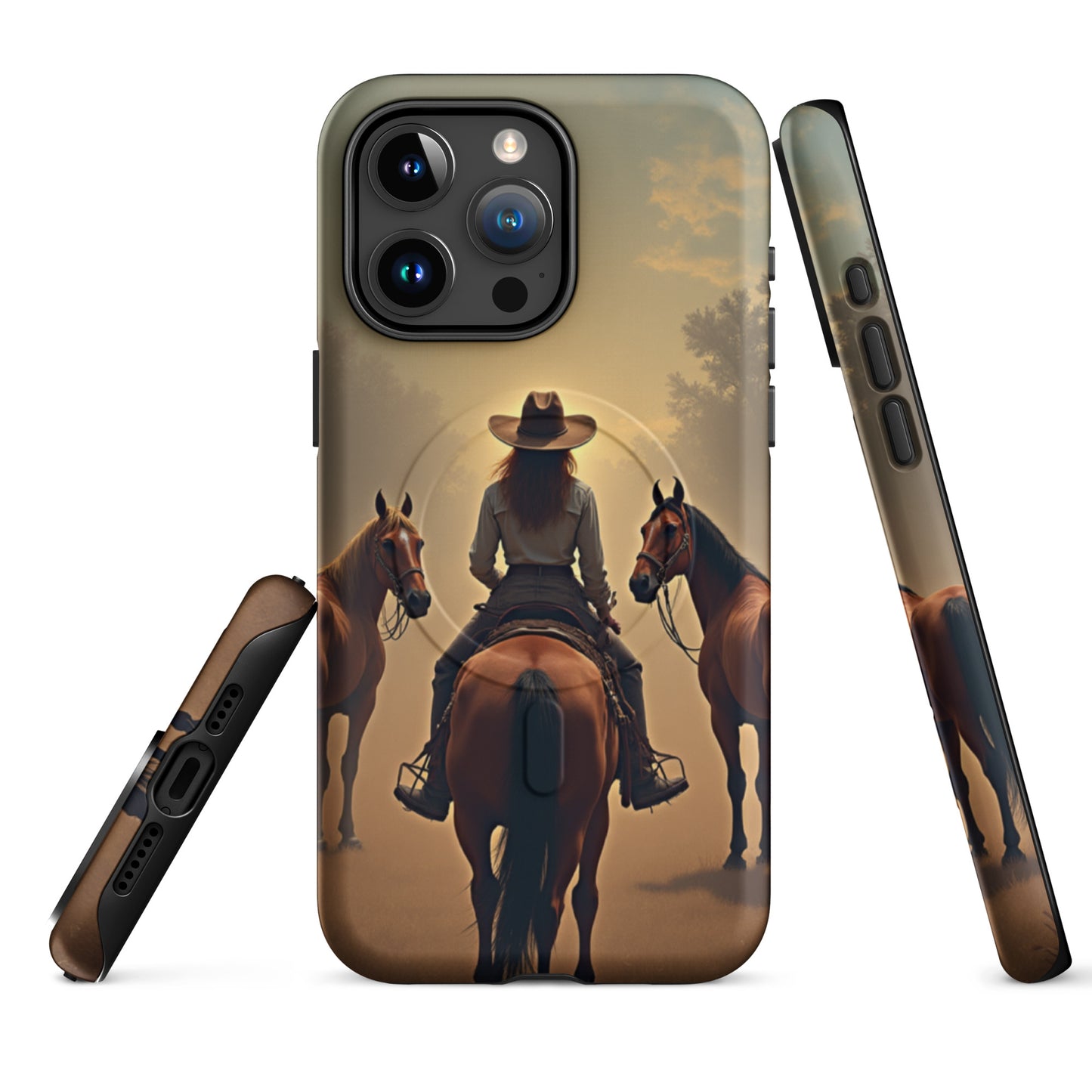 Western Cowgirl Horse Scene Cell Phone Case - MagSafe® tough case for iPhone®