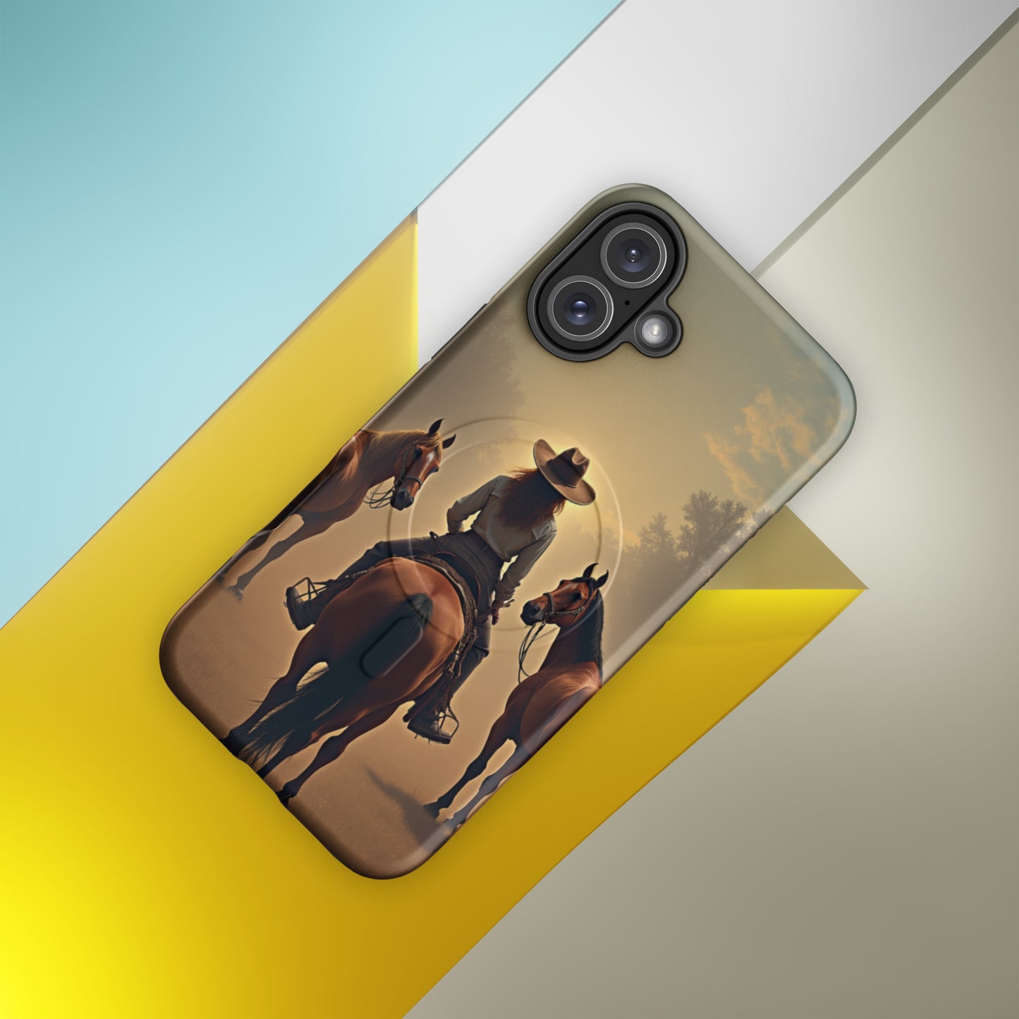 Western Cowgirl Horse Scene Cell Phone Case - MagSafe® tough case for iPhone®