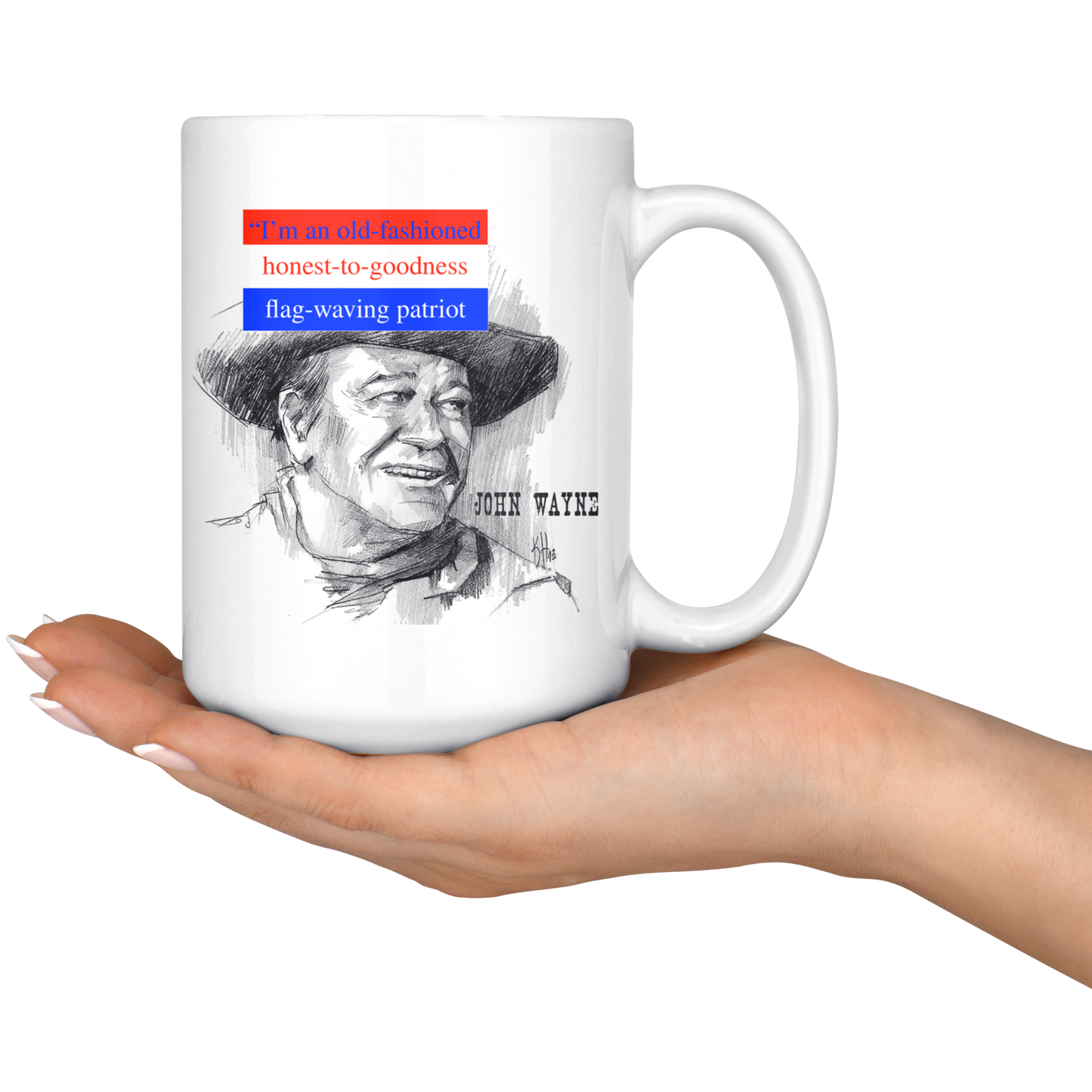 John Wayne Mug - The Patriot - A Hand-Drawn Design